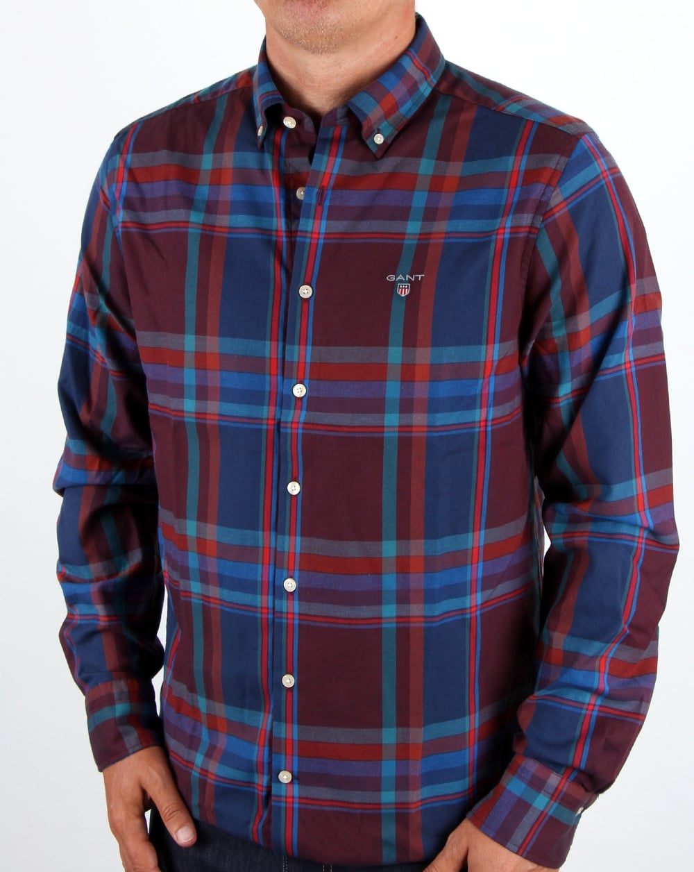 Gant Tech Prep Wool Big Check Shirt Port Red