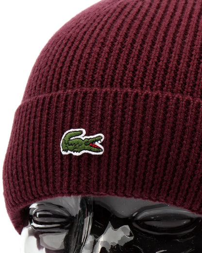 Lacoste – Gerippte Wollmütze mit Umschlag, Vendange