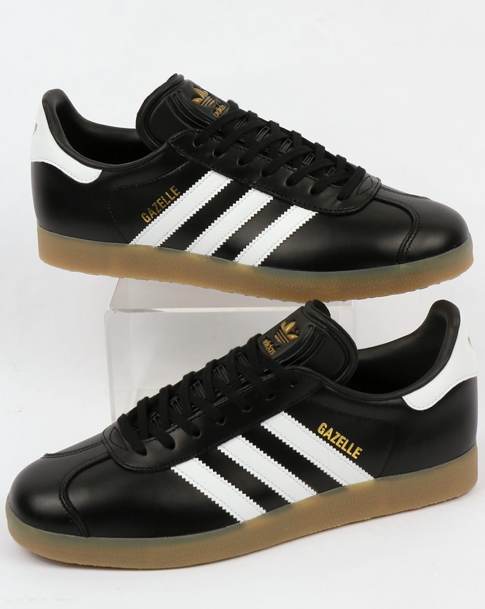 Adidas Gazelle Leder-Sneaker Schwarz/Weiß Gummi