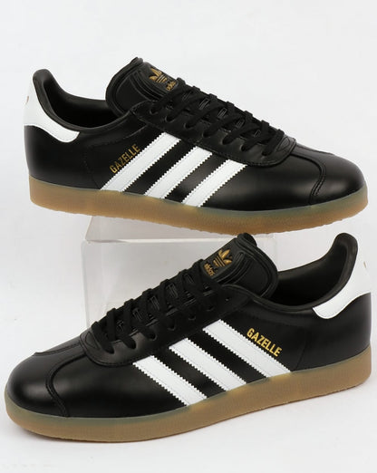 Adidas Gazelle Leder-Sneaker Schwarz/Weiß Gummi