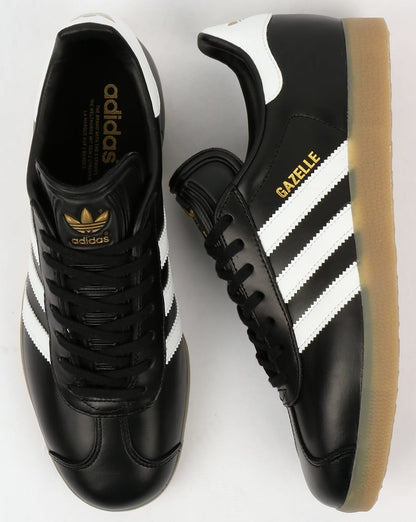 Adidas Gazelle Leder-Sneaker Schwarz/Weiß Gummi