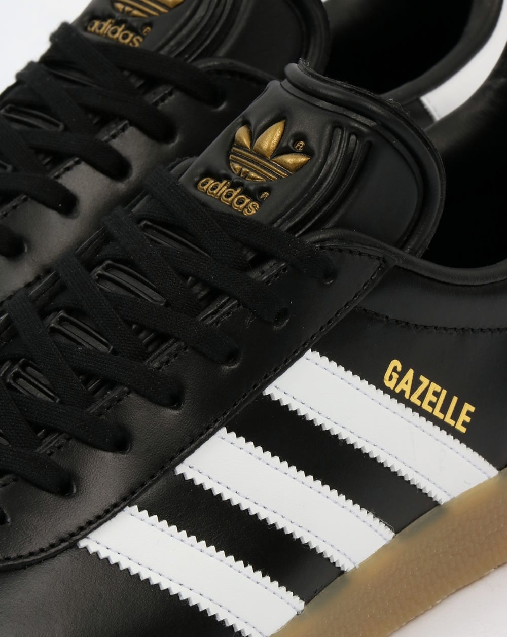 Adidas Gazelle Leder-Sneaker Schwarz/Weiß Gummi