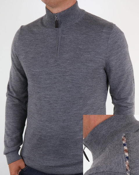 Aquascutum Hamilton Half Zip Knit Grey
