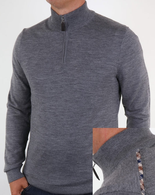Aquascutum Aquascutum Hamilton Half Zip Strickgrau