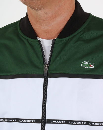 Lacoste Colourblock-Trainingsjacke Weiß/Grün