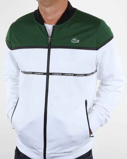Lacoste Colourblock-Trainingsjacke Weiß/Grün