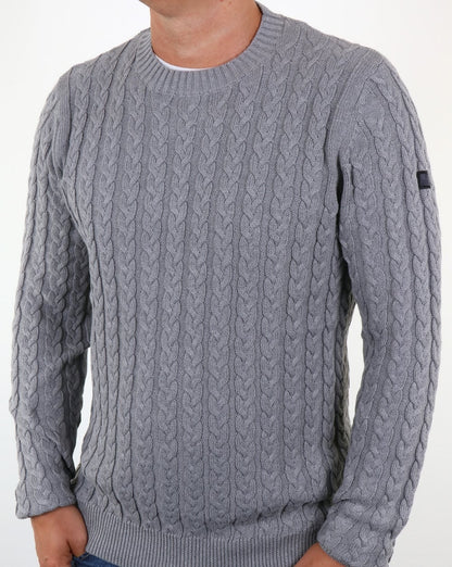 Weekend Offender – Woods – Zopfmusterpullover in Graumeliert