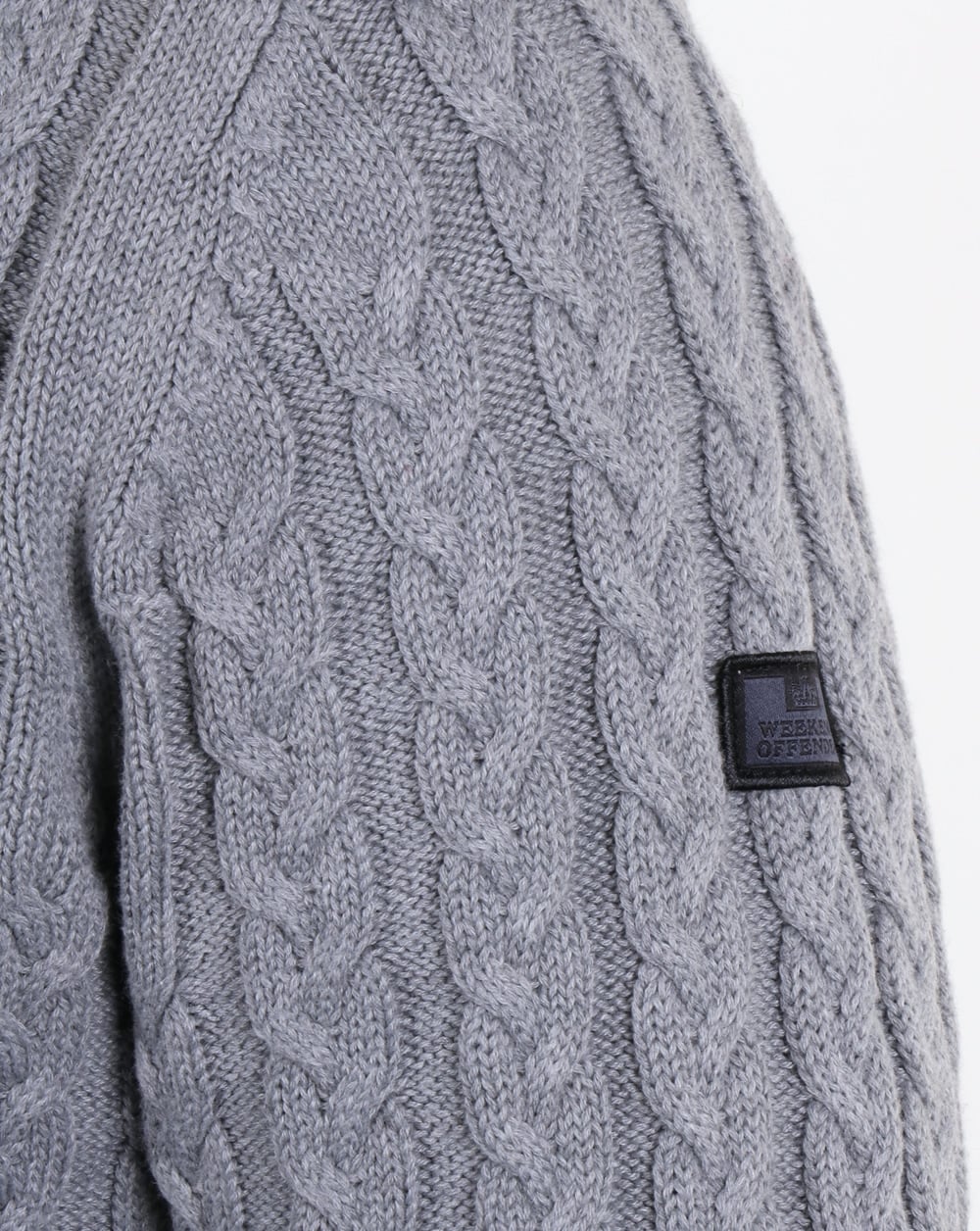 Weekend Offender – Woods – Zopfmusterpullover in Graumeliert