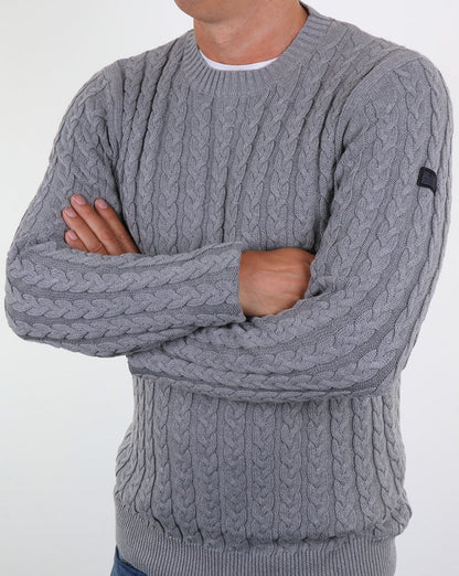 Weekend Offender – Woods – Zopfmusterpullover in Graumeliert