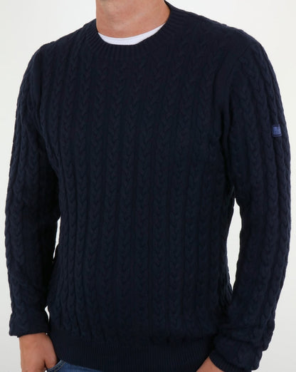 Weekend Offender – Woods – Zopfmusterpullover in Marineblau