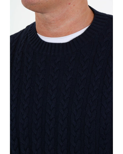 Weekend Offender – Woods – Zopfmusterpullover in Marineblau