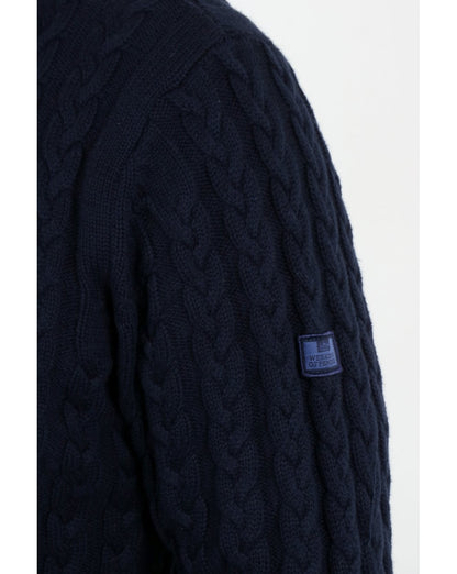 Weekend Offender – Woods – Zopfmusterpullover in Marineblau