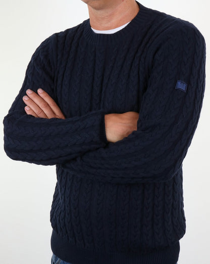 Weekend Offender – Woods – Zopfmusterpullover in Marineblau