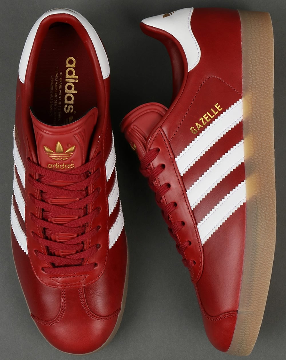 Adidas Gazelle Leder-Sneakers Oxblood Red/White/Gum