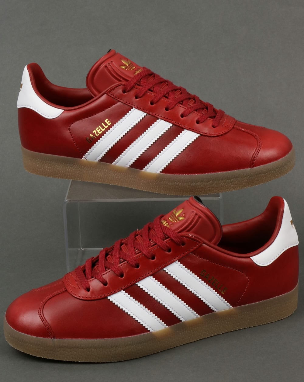 Adidas Gazelle Leder-Sneakers Oxblood Red/White/Gum