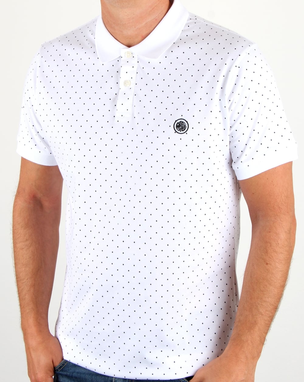 Pretty Green Kompany Poloshirt mit Punkten, Weiß