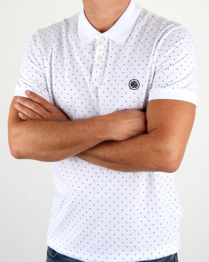 Pretty Green Kompany Poloshirt mit Punkten, Weiß