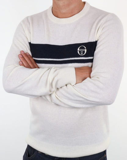 Sergio Tacchini Young Line Pullover Off White/Marineblau