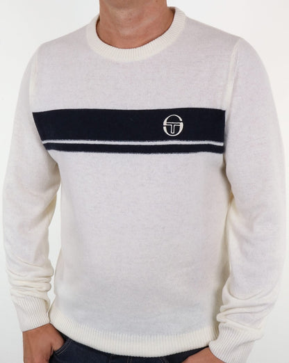Sergio Tacchini Young Line Pullover Off White/Marineblau