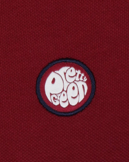 Pretty Green Barton Langarm-Poloshirt mit Streifen Dunkelrot