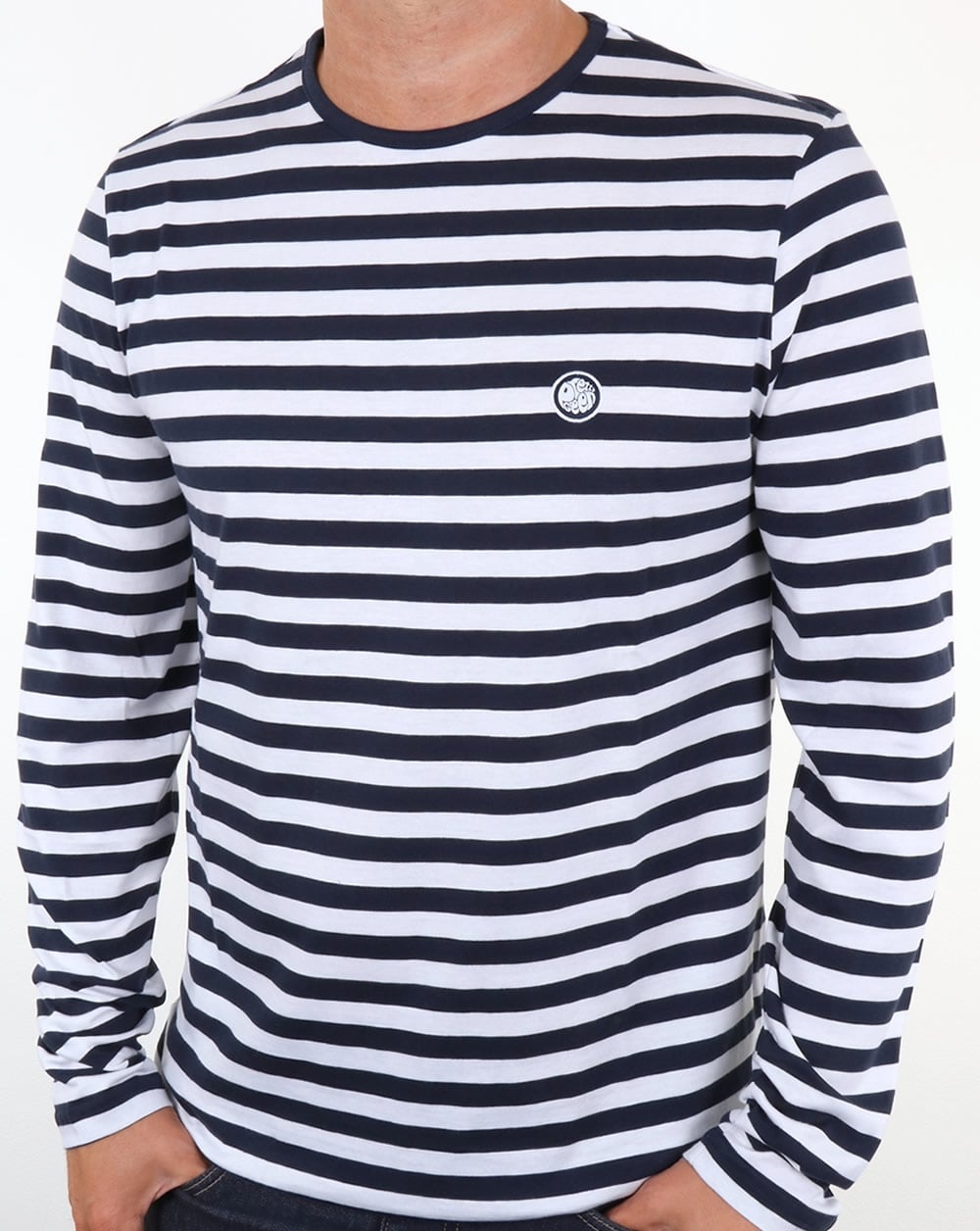 Pretty Green – Kinsey – Langärmliges, gestreiftes T-Shirt in Marineblau