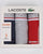 Lacoste Triple Pack Boxer Shorts Grey/Navy/Red