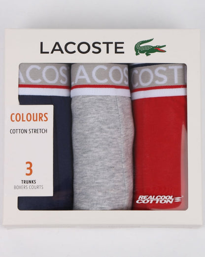 Lacoste Dreierpack Boxershorts Grau/Marineblau/Rot