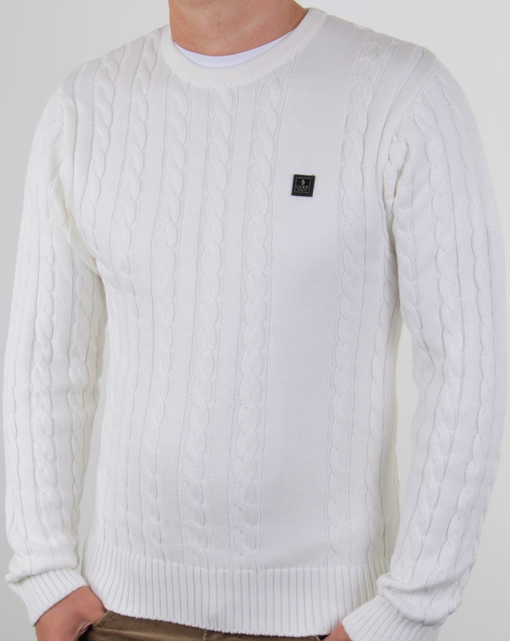 Luke Horton – Zopfmusterpullover in Creme