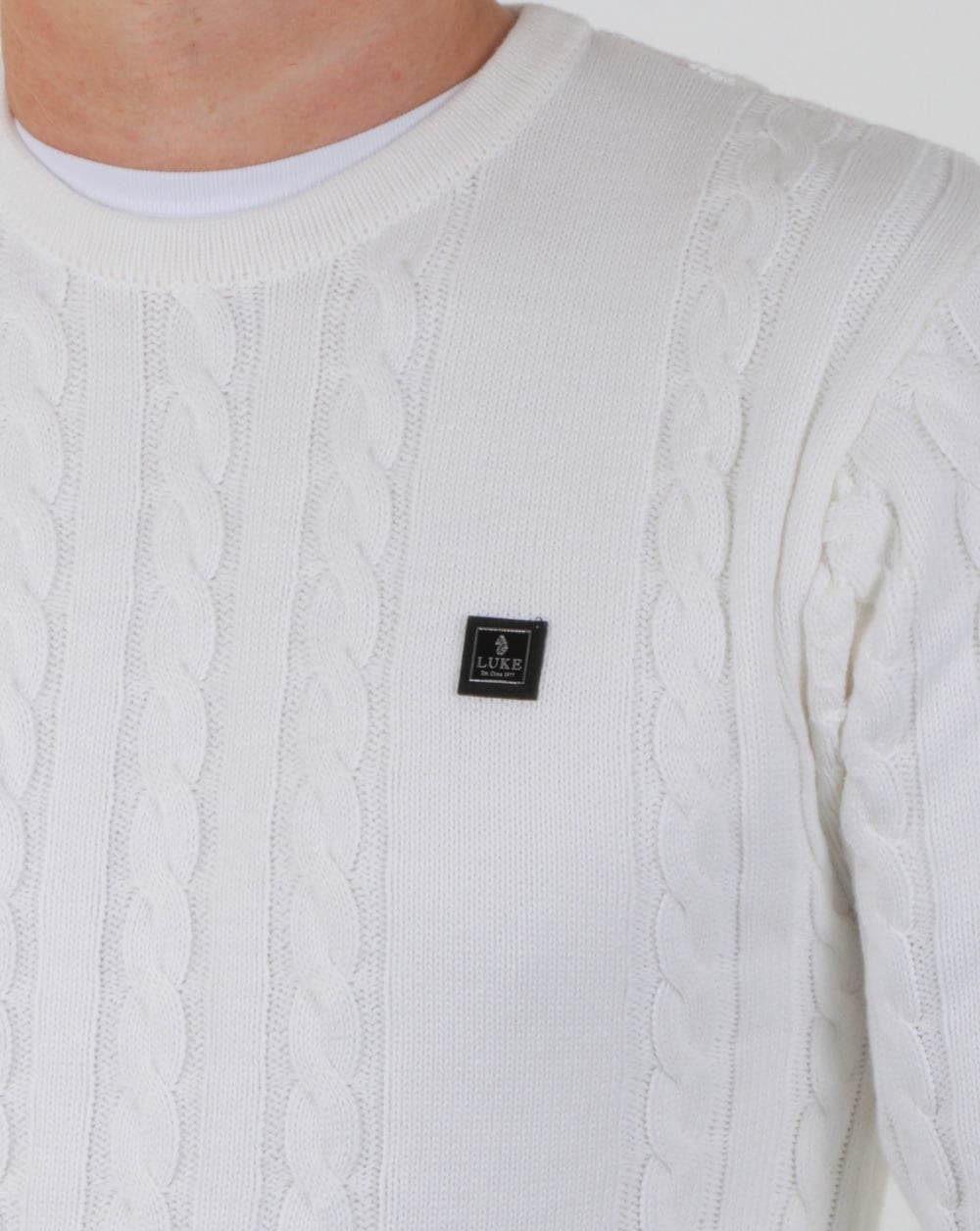 Luke Horton – Zopfmusterpullover in Creme