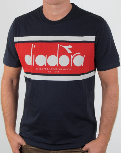 Diadora Logo T-Shirt Marineblau/Rot/Weiß