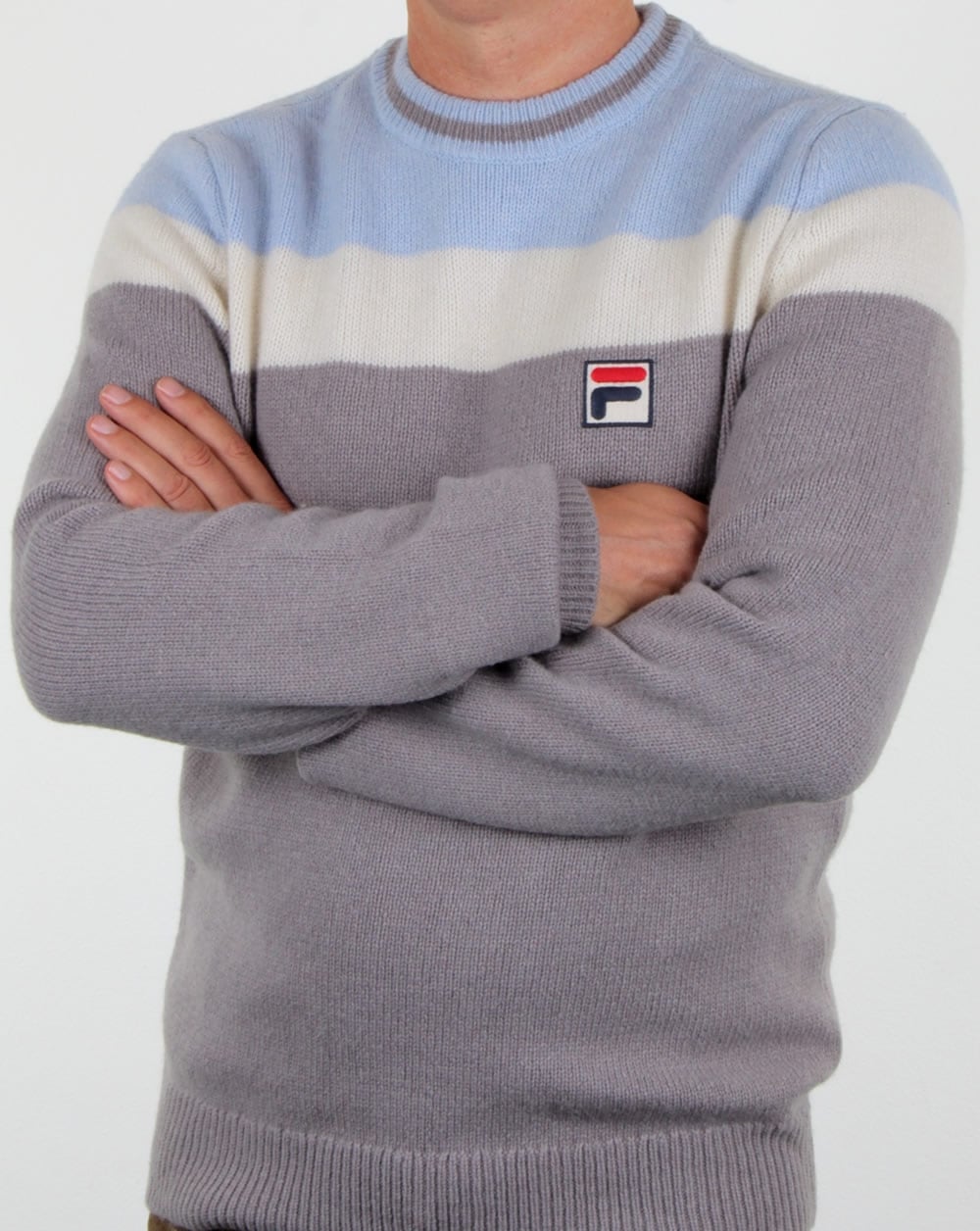 Fila Vintage Siro Pullover Grau/Himmelblau/Gardenie