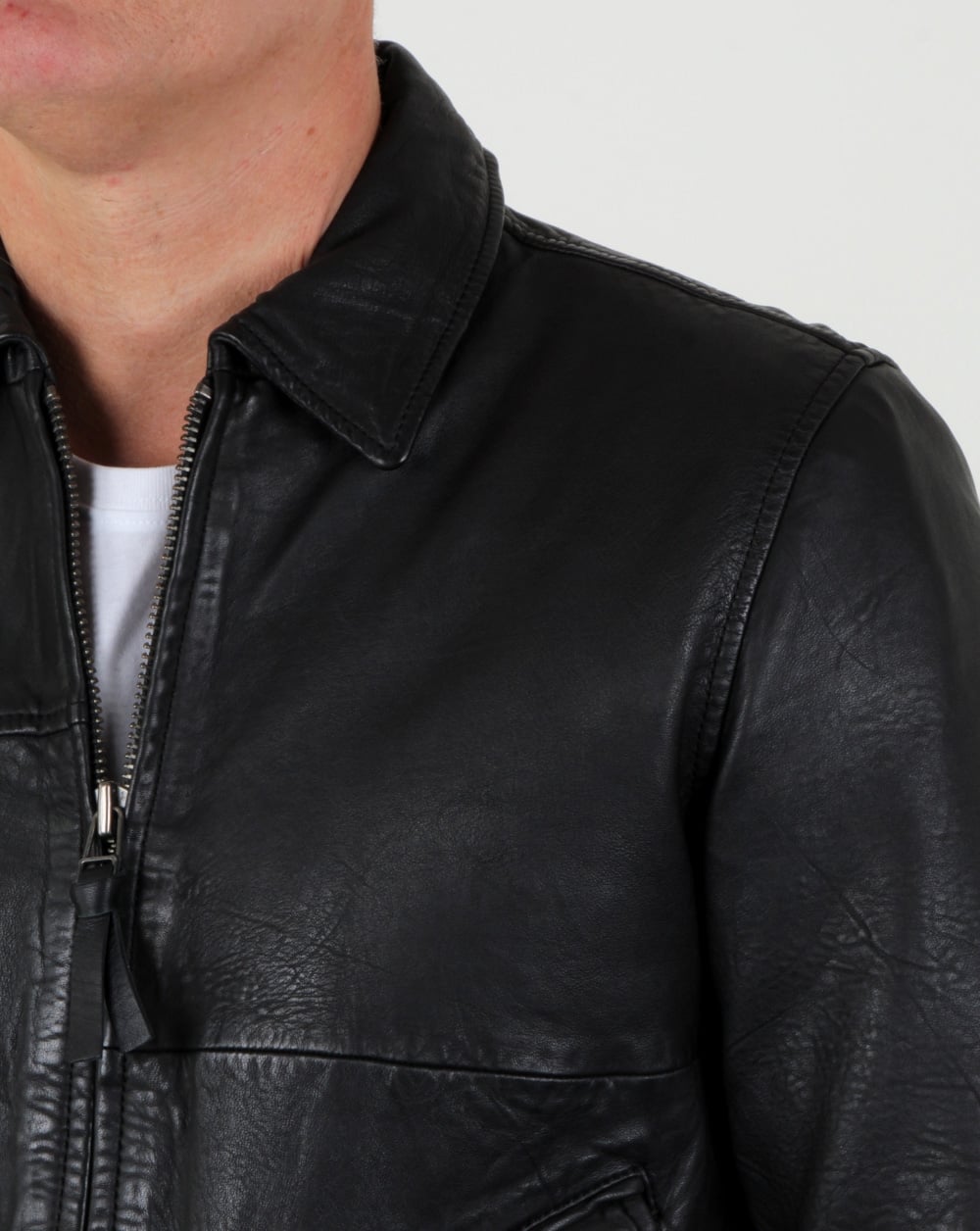 Pretty Green Jennetts Lederjacke Schwarz