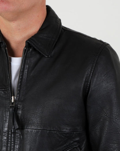 Pretty Green Jennetts Lederjacke Schwarz