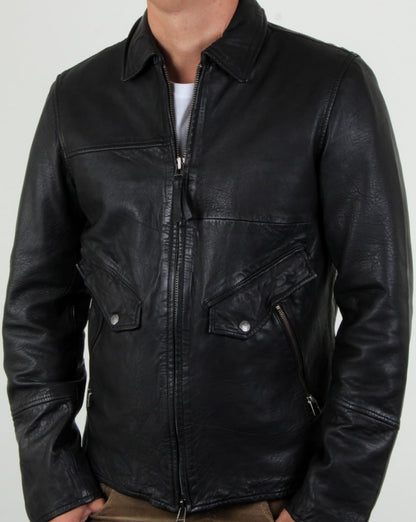 Pretty Green Jennetts Lederjacke Schwarz