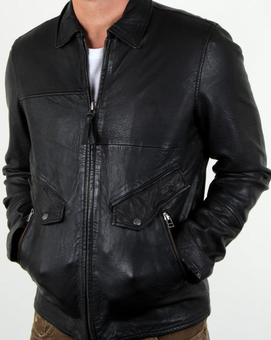 Pretty Green Pretty Green Jennetts Lederjacke Schwarz