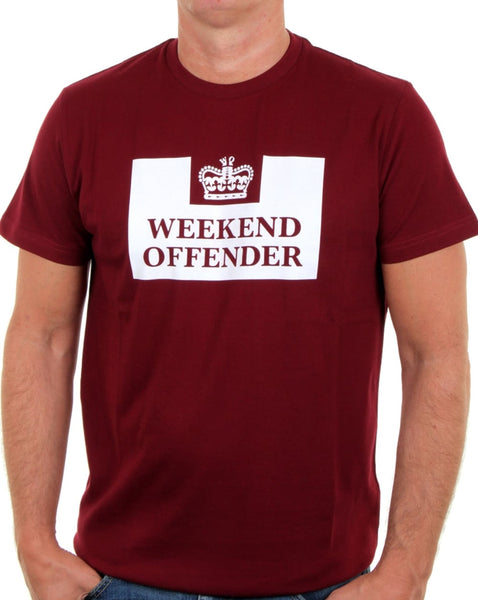 Weekend Offender Prison T Shirt Burgundy