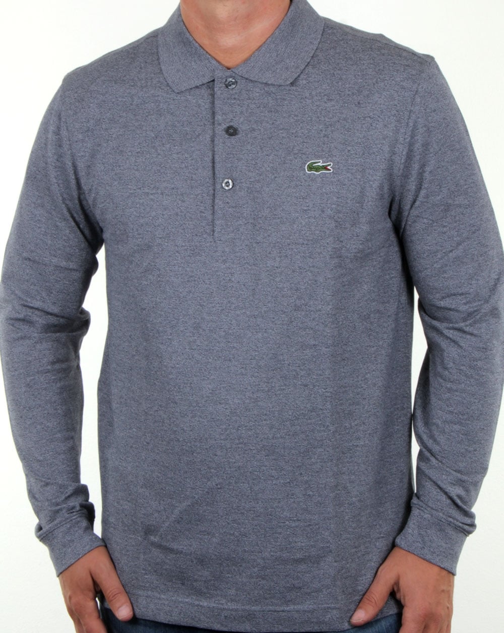 Lacoste Langarm-Polo Mouline Navy