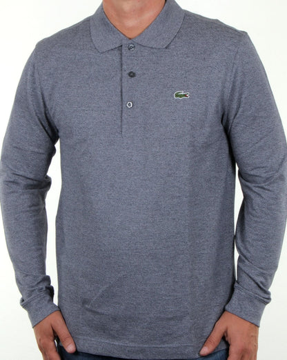 Lacoste Langarm-Polo Mouline Navy