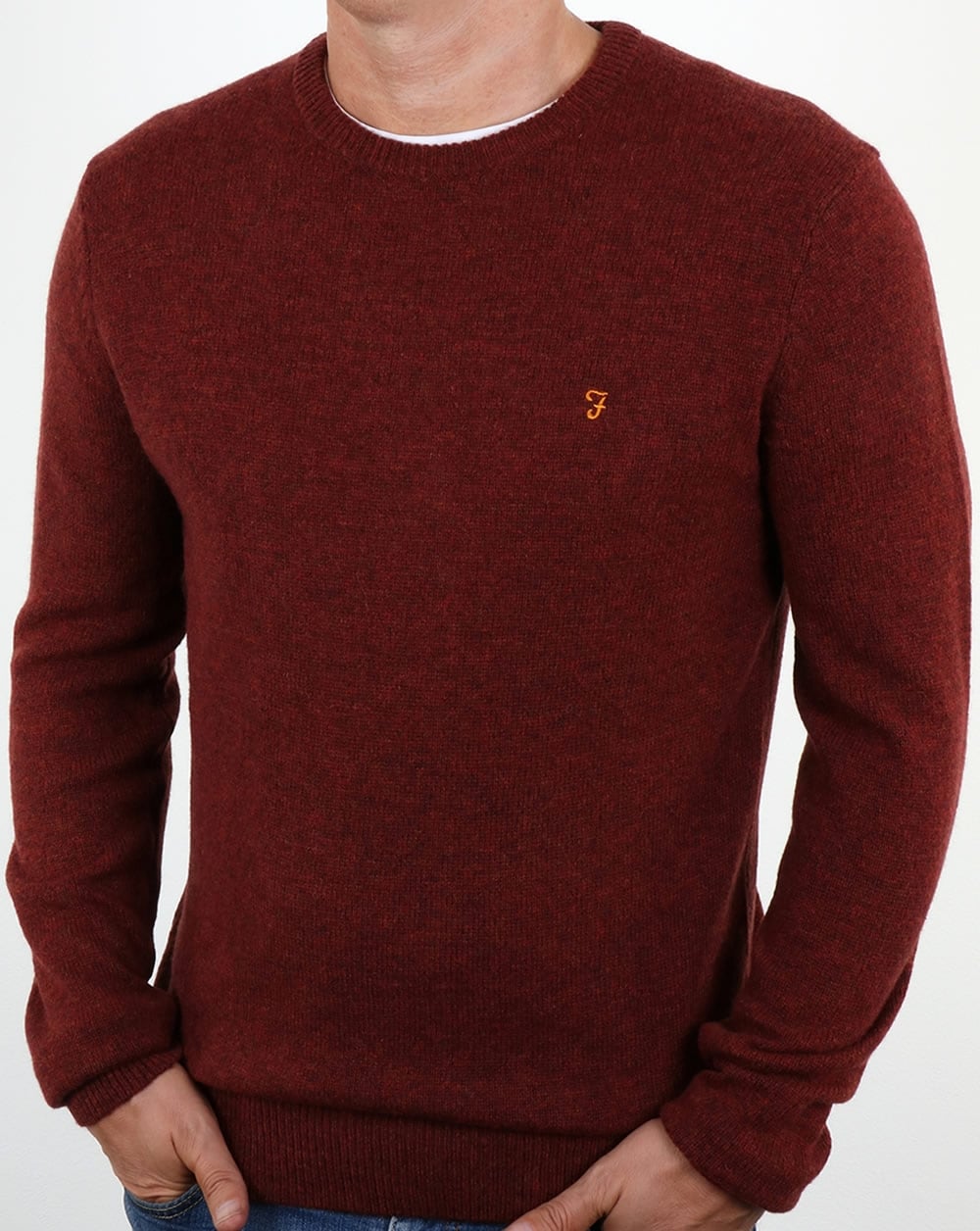 Farah – Rosecroft – Pullover in Ziegelrot meliert