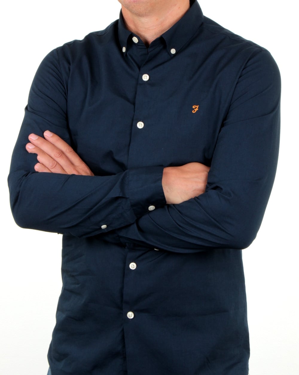 Farah – Smarter – Popeline-Hemd in Marineblau