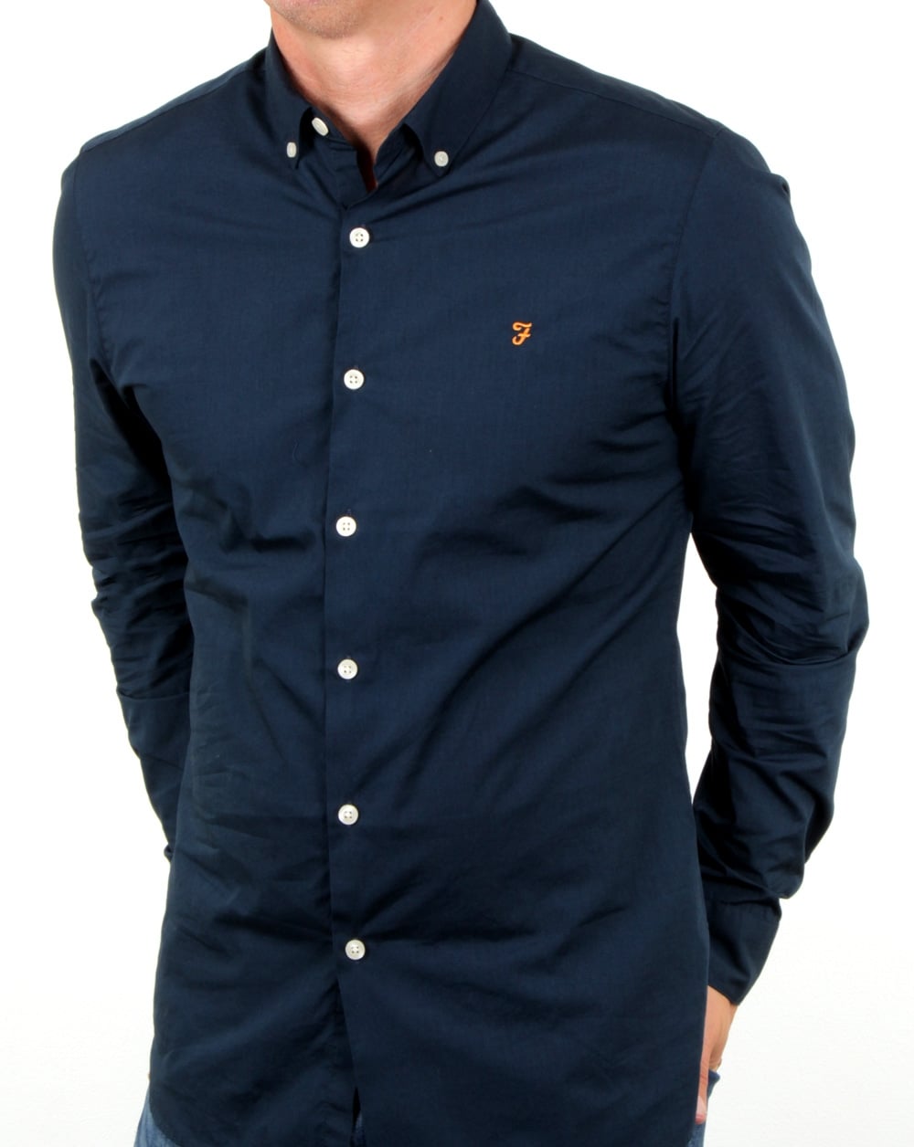 Farah – Smarter – Popeline-Hemd in Marineblau