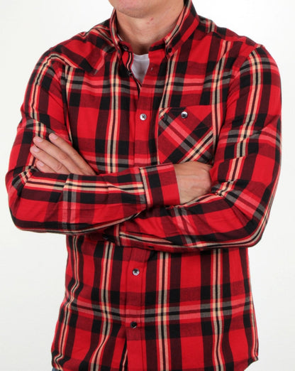 Luke Heyday Hemd mit aufgesetzter Tasche und Karomuster in Rot