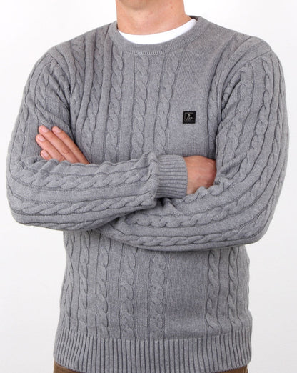 Luke Horton – Zopfmusterpullover in Graumeliert