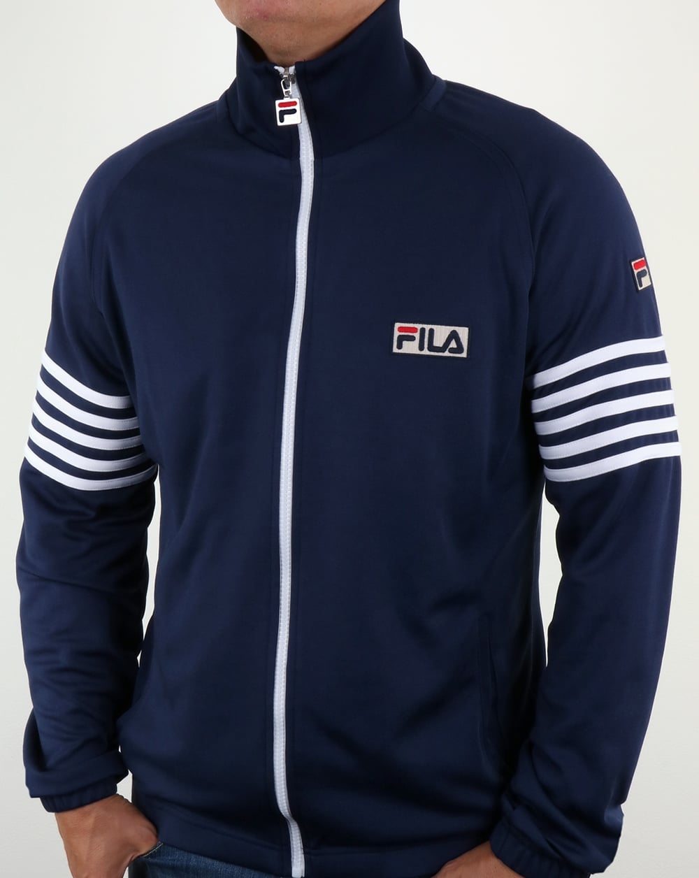 Fila – Vintage-Trainingsoberteil mit 5 Streifen in Marineblau