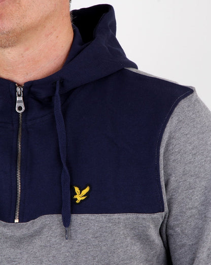 Lyle And Scott – Kapuzenpullover mit Viertelreißverschluss in Mittelgrau meliert