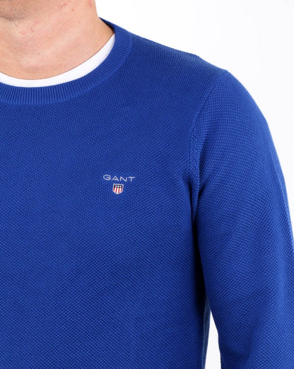 Gant Piqué-Pullover mit Rundhalsausschnitt Yale Blue