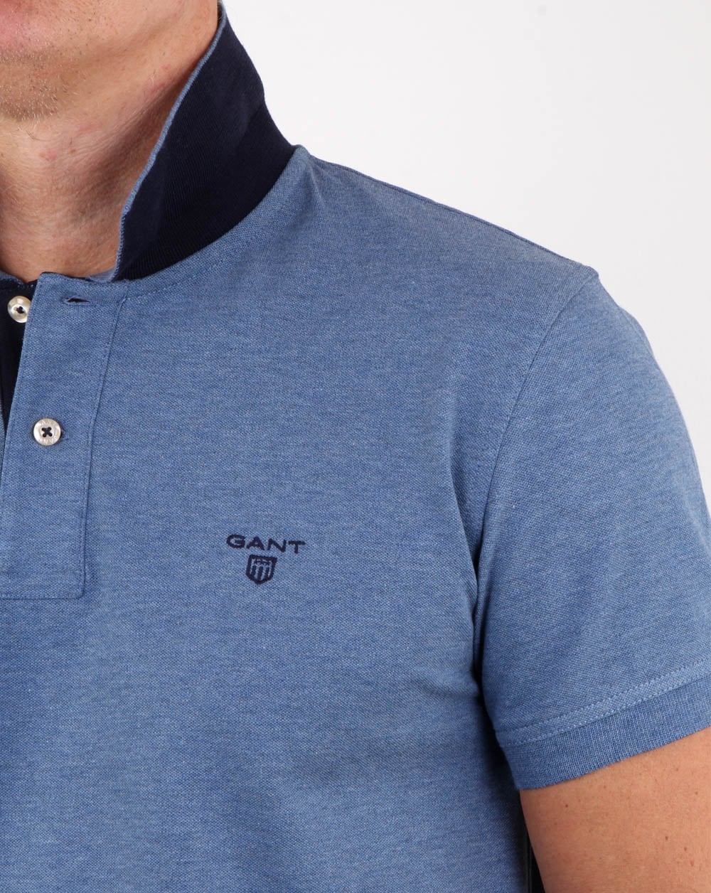 Gant Poloshirt mit Kontrastkragen, Jeansblau