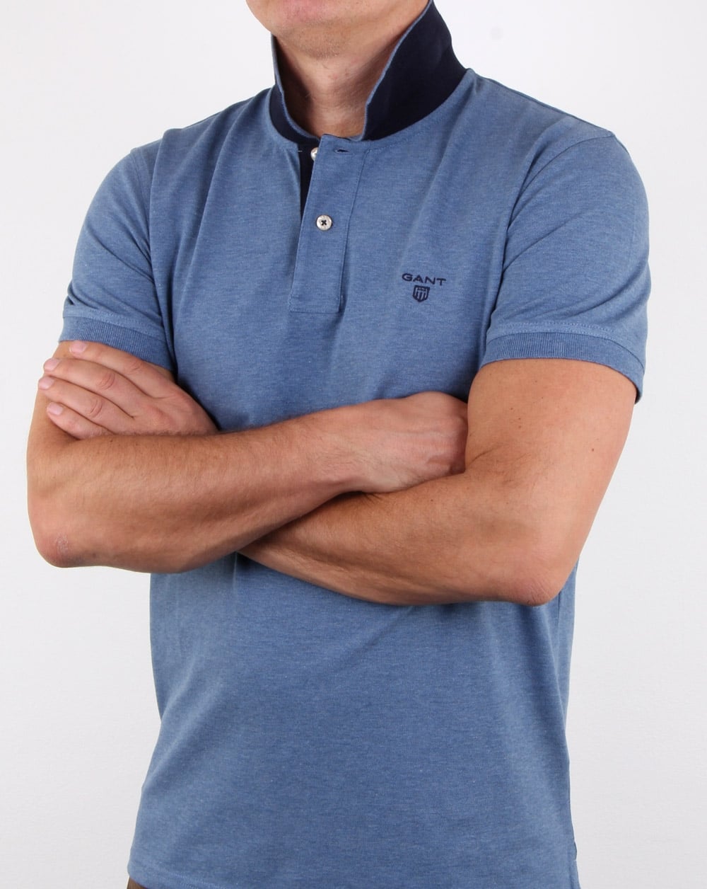 Gant Poloshirt mit Kontrastkragen, Jeansblau