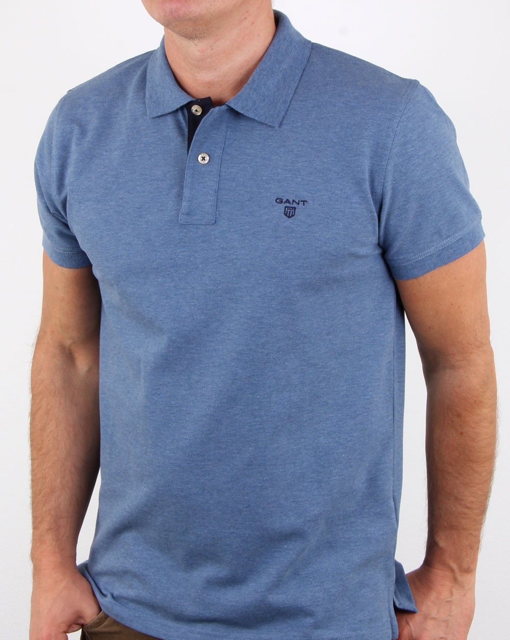Gant Poloshirt mit Kontrastkragen, Jeansblau