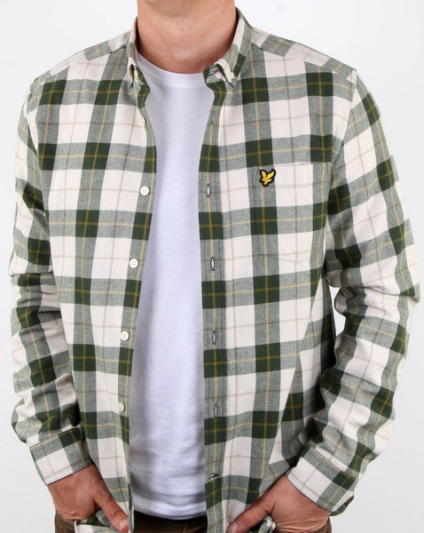 Lyle And Scott Check Flannel Shirt Leaf Green